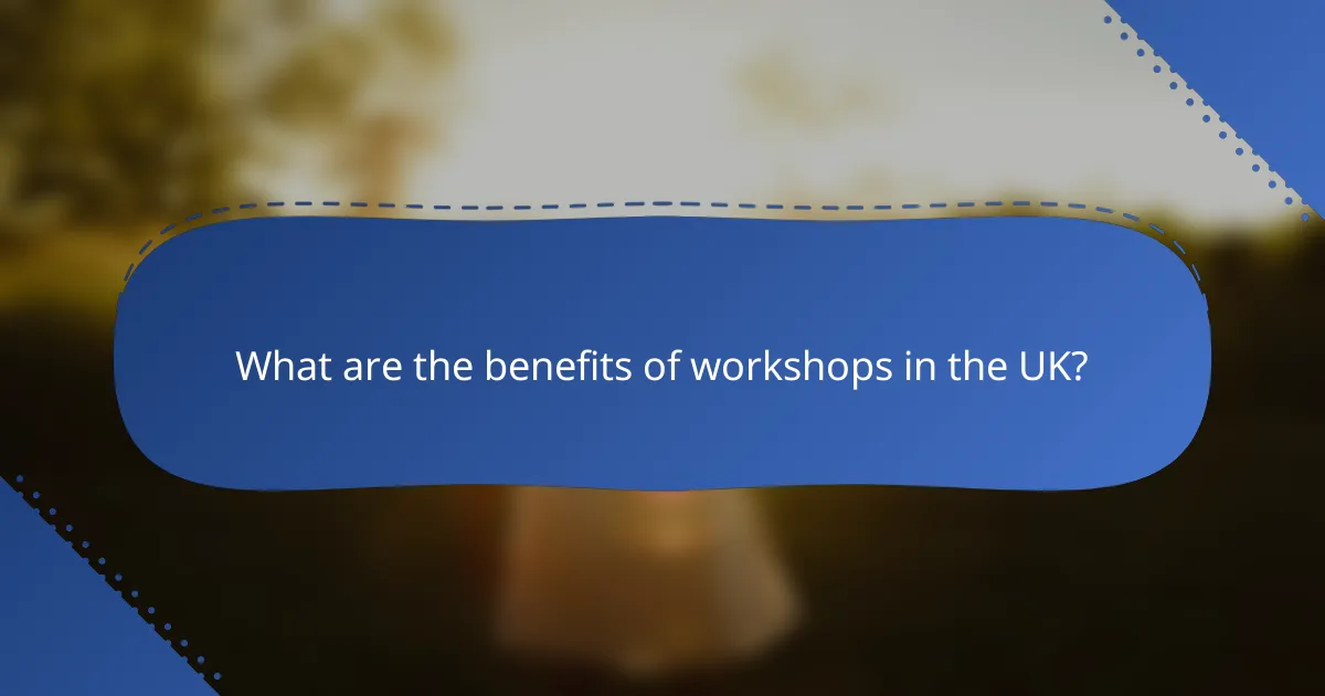 What are the benefits of workshops in the UK?